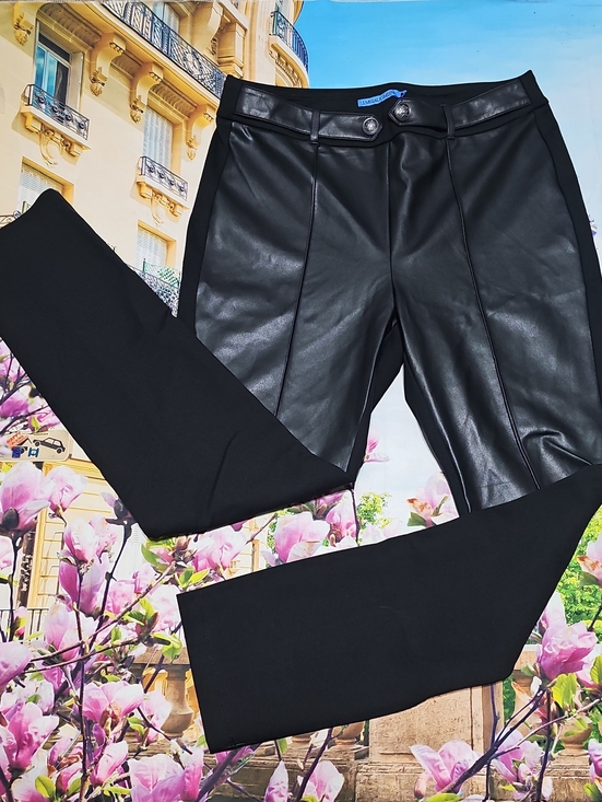 J. McLaughlin Pants - J. McLaughlin Black Faux Leather-Front Pleated Pants Size Medium
